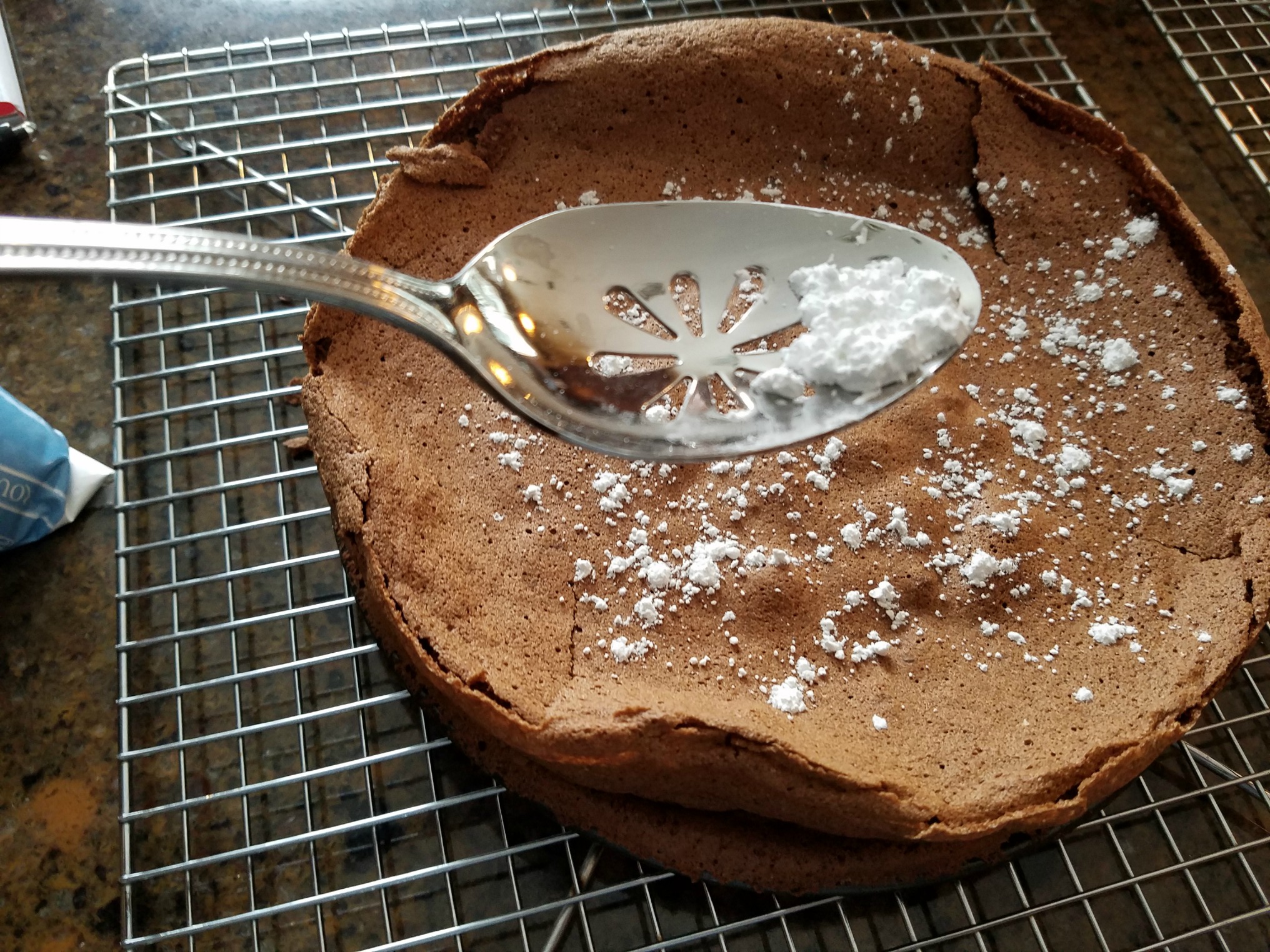 Chocolate cake with raspberry sauce prep.